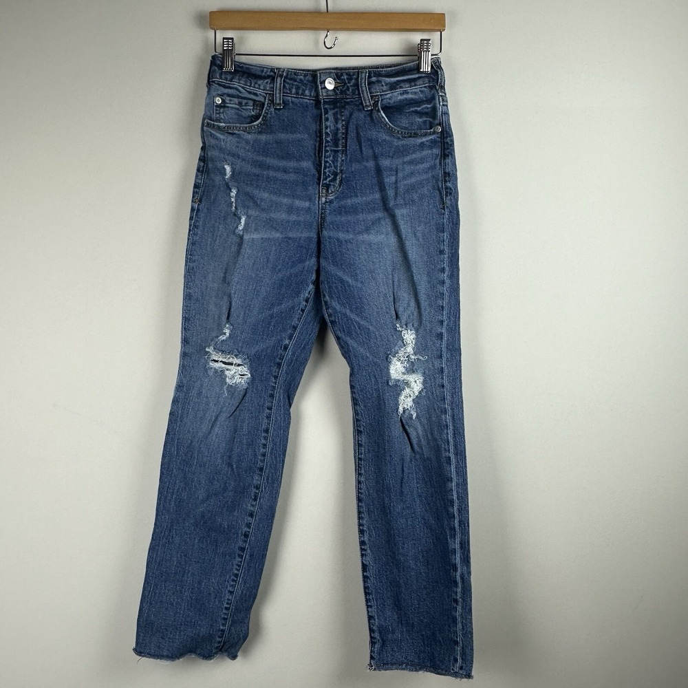 Pilcro Size 28 The Vintage Straight Jeans Medium Wash Distressed Stretch Ankle
